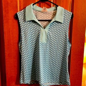 Sigrid Olsen Light Blue Geometric Tank Top
